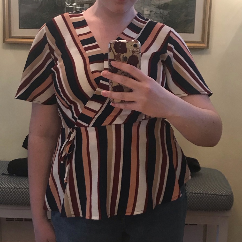 Monteau // Striped Faux Wrap Shirt